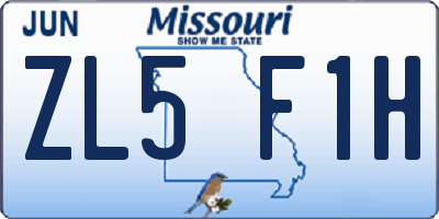 MO license plate ZL5F1H