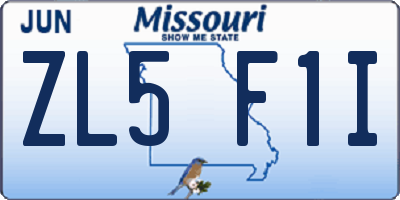 MO license plate ZL5F1I