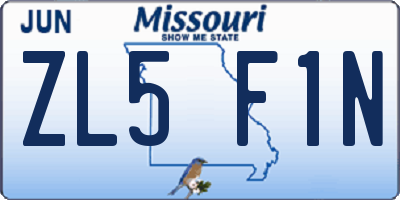 MO license plate ZL5F1N