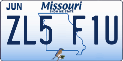 MO license plate ZL5F1U