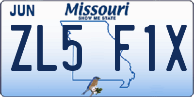 MO license plate ZL5F1X