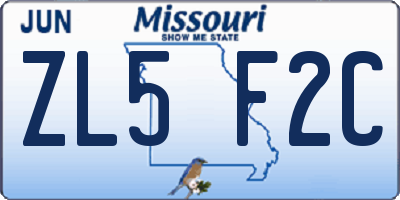 MO license plate ZL5F2C
