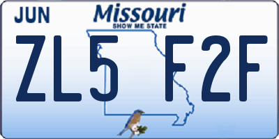 MO license plate ZL5F2F