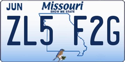 MO license plate ZL5F2G