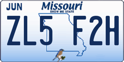 MO license plate ZL5F2H