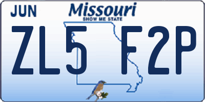 MO license plate ZL5F2P