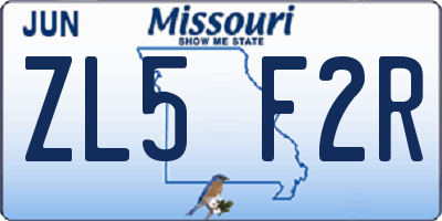 MO license plate ZL5F2R