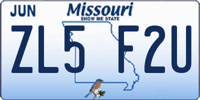 MO license plate ZL5F2U