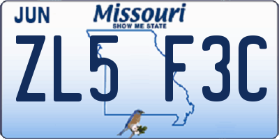 MO license plate ZL5F3C
