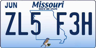 MO license plate ZL5F3H