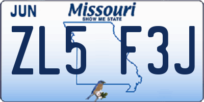 MO license plate ZL5F3J