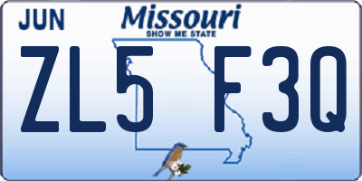 MO license plate ZL5F3Q