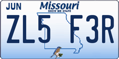 MO license plate ZL5F3R