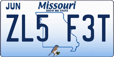 MO license plate ZL5F3T