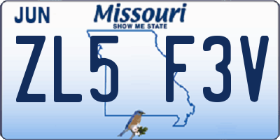 MO license plate ZL5F3V