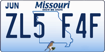 MO license plate ZL5F4F