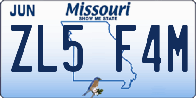 MO license plate ZL5F4M
