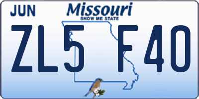 MO license plate ZL5F4O