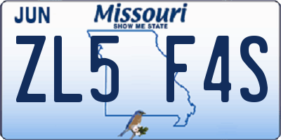 MO license plate ZL5F4S