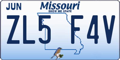 MO license plate ZL5F4V