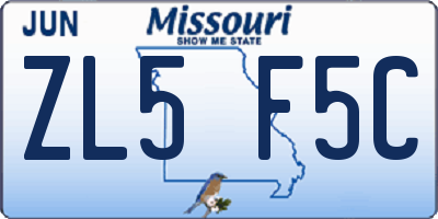 MO license plate ZL5F5C