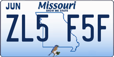 MO license plate ZL5F5F