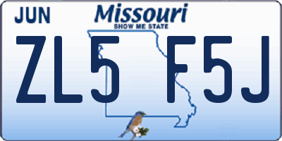 MO license plate ZL5F5J