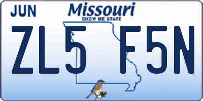 MO license plate ZL5F5N