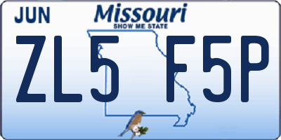 MO license plate ZL5F5P