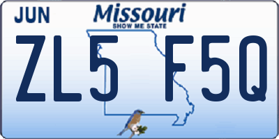 MO license plate ZL5F5Q
