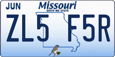MO license plate ZL5F5R