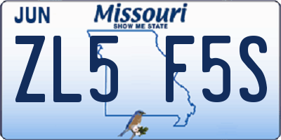 MO license plate ZL5F5S