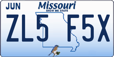 MO license plate ZL5F5X