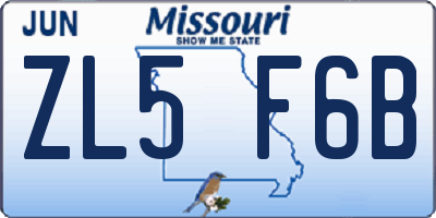 MO license plate ZL5F6B