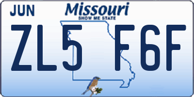 MO license plate ZL5F6F
