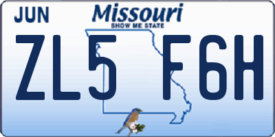 MO license plate ZL5F6H