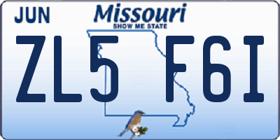 MO license plate ZL5F6I