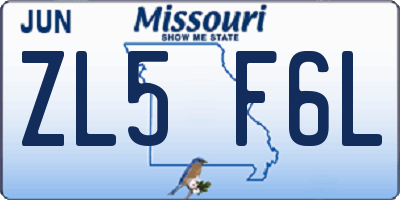 MO license plate ZL5F6L