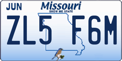 MO license plate ZL5F6M