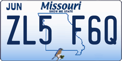 MO license plate ZL5F6Q