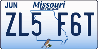 MO license plate ZL5F6T