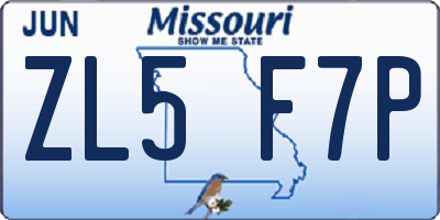 MO license plate ZL5F7P