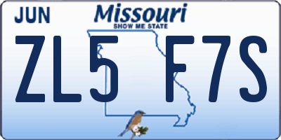 MO license plate ZL5F7S