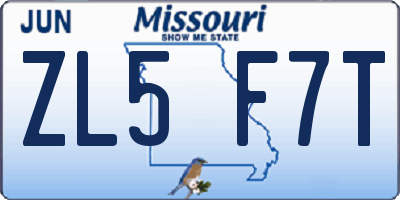MO license plate ZL5F7T