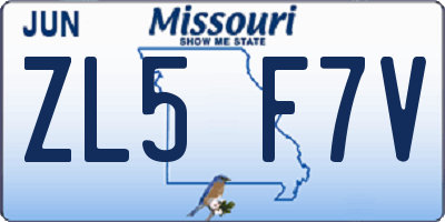 MO license plate ZL5F7V