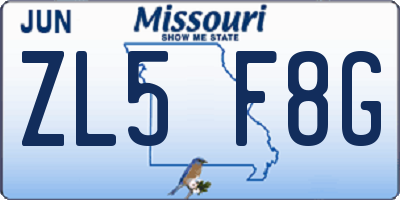 MO license plate ZL5F8G