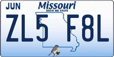 MO license plate ZL5F8L