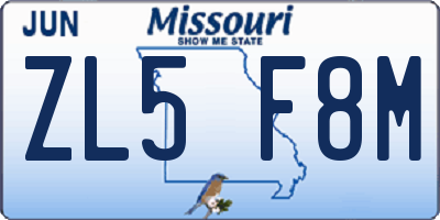 MO license plate ZL5F8M