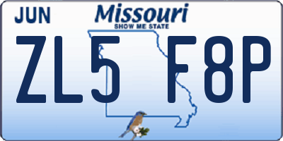 MO license plate ZL5F8P