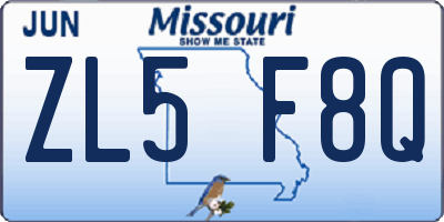 MO license plate ZL5F8Q